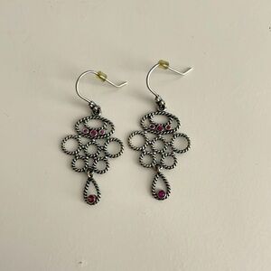 Pandora drop earrings with pink stones
